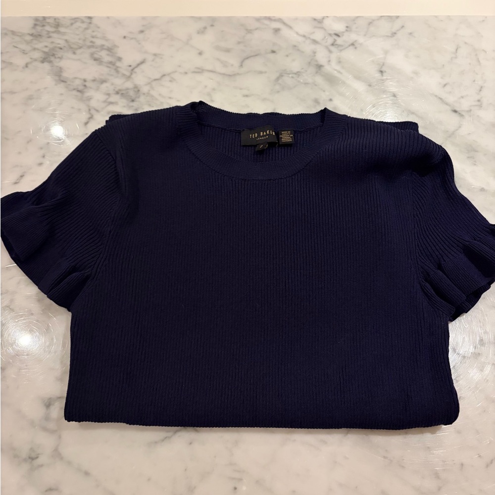 Ted Baker Dark Blue Short Sleeve Top - Picture 4 of 4